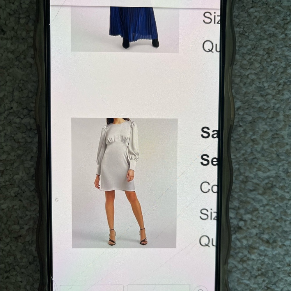 Express Gray Satin Long Sleeve Dress